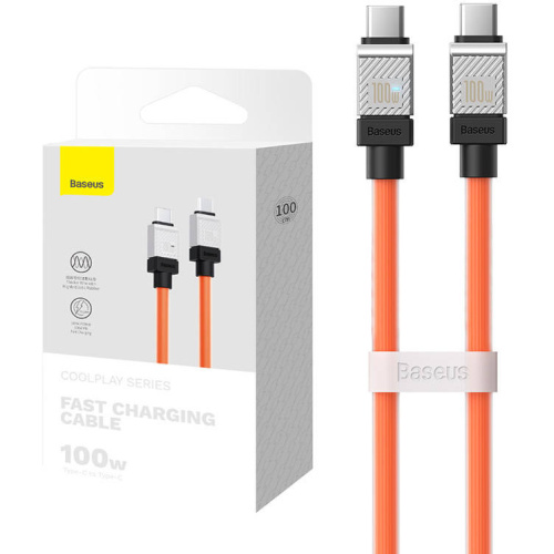 Baseus Distributor - 6932172626679 - BSU4394 - Baseus CoolPlay USB-C/USB-C Cable 100W 1m (orange) - B2B homescreen