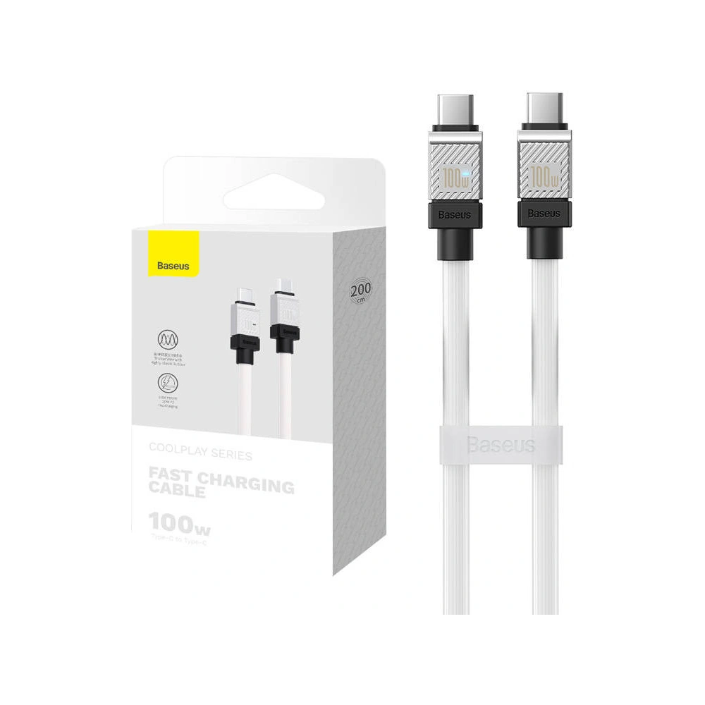 Hurtownia GSM - Kábel Baseus CoolPlay USB-C/USB-C 100W 2m (fehér) - BSU4396 - {ean13} - Hurt