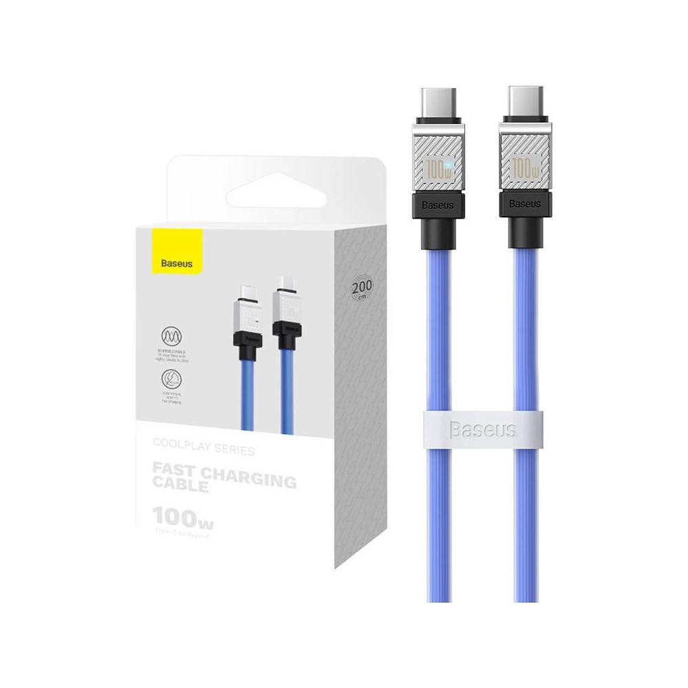 Hurtownia GSM - Kábel Baseus CoolPlay USB-C/USB-C 100W 2m (kék) - BSU4397 - {ean13} - Hurt