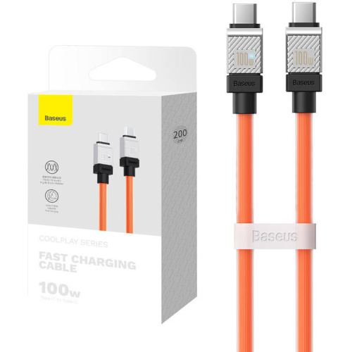 Baseus Distributor - 6932172626716 - BSU4398 - Baseus CoolPlay USB-C/USB-C Cable 100W 2m (orange) - B2B homescreen
