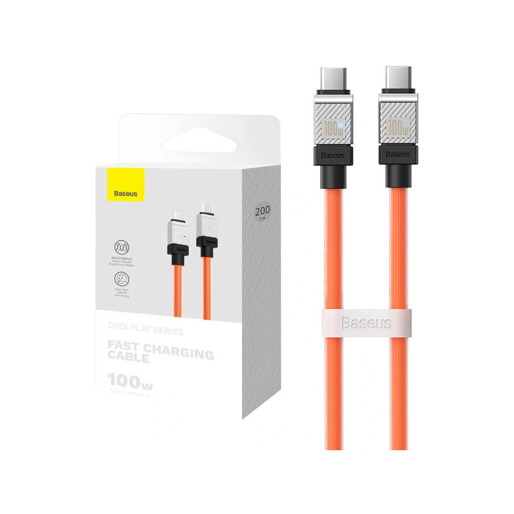 Hurtownia GSM - Kabel Baseus CoolPlay USB-C/USB-C 100W 2m (pomarańczowy) - BSU4398 - {ean13} - Hurt