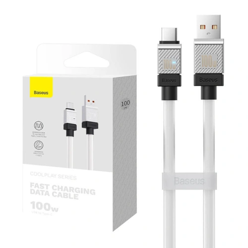 Kabel Baseus CoolPlay USB-A/USB-C 100W 1m (biały)
