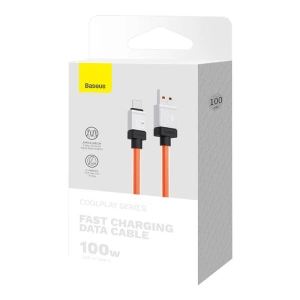Kabel Baseus CoolPlay USB-A/USB-C 100W 1m (pomarańczowy)