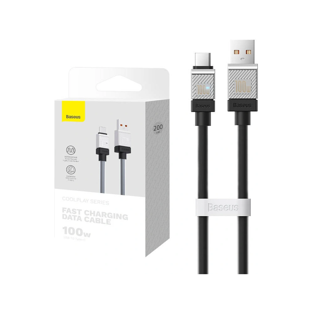 Hurtownia GSM - Kábel Baseus CoolPlay USB-A/USB-C 100W 2m (fekete) - BSU4403 - {ean13} - Hurt
