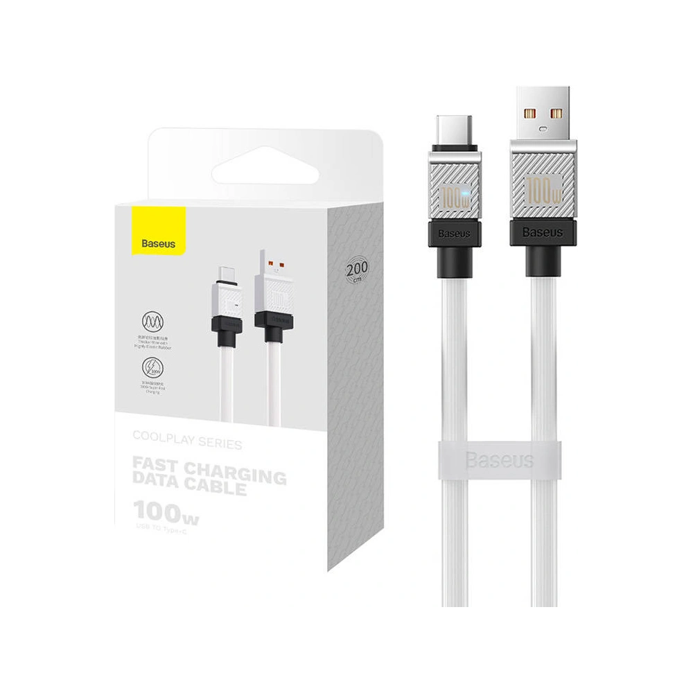 Hurtownia GSM - Cablu Baseus CoolPlay USB-A/USB-C 100W 2m (alb) - BSU4404 - {ean13} - Hurt