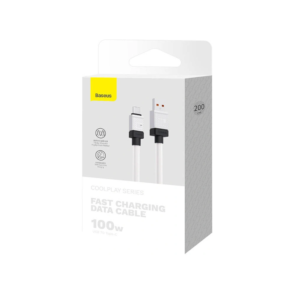 Hurtownia GSM - Cablu Baseus CoolPlay USB-A/USB-C 100W 2m (alb) - BSU4404 - {ean13} - Hurt