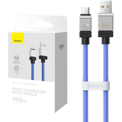 Baseus Distributor - 6932172626860 - BSU4405 - Baseus CoolPlay USB-A/USB-C Cable 100W 2m (blue) - B2B homescreen