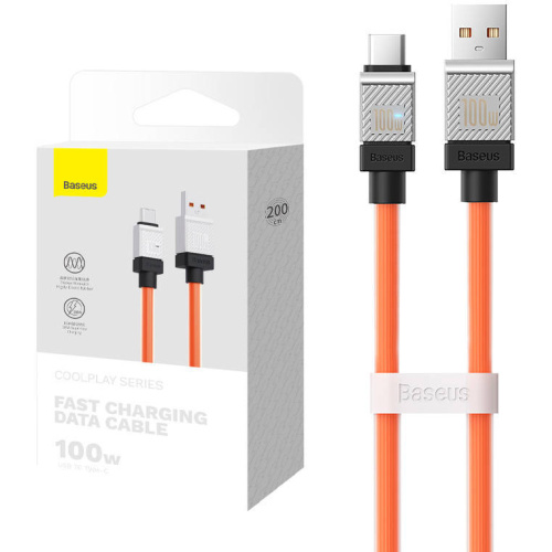 Baseus Distributor - 6932172626877 - BSU4406 - Baseus CoolPlay USB-A/USB-C Cable 100W 2m (orange) - B2B homescreen
