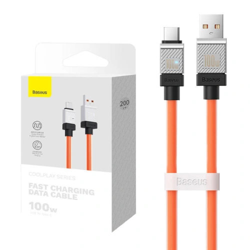 Kabel Baseus CoolPlay USB-A/USB-C 100W 2m (pomarańczowy)