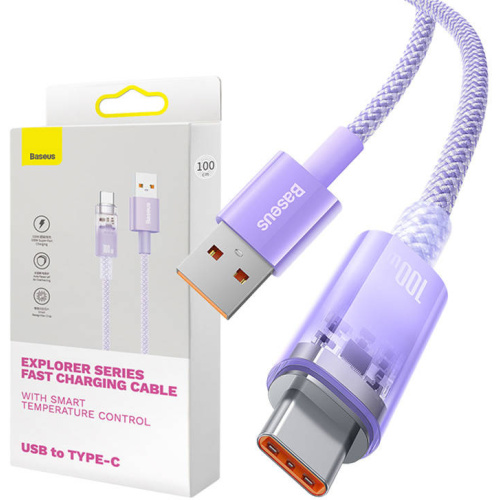 Baseus Distributor - 6932172629120 - BSU4417 - Baseus USB-A/USB-C Cable 6A 1m (purple) - B2B homescreen