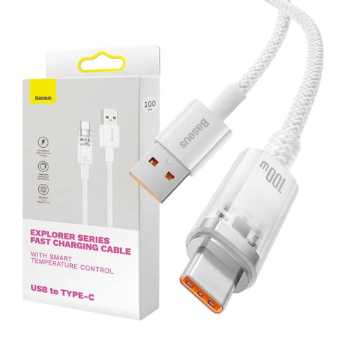 Kabel Baseus USB-A/USB-C 6A 2m (Biały)
