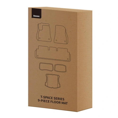Dywaniki samochodowe Baseus T-Space do Tesli 9 częściowy (czarny polipropylen)