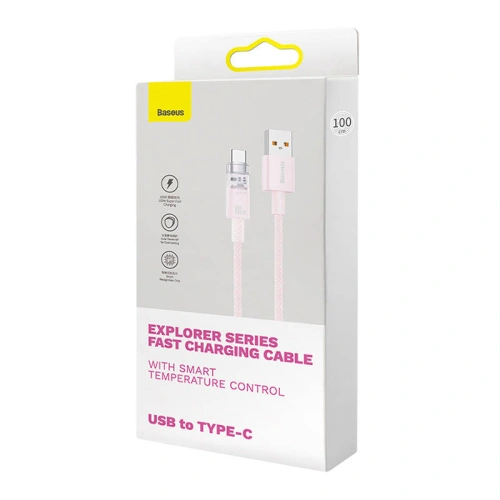 Kabel Baseus USB-A/USB-C 6A 1m (Różowy)