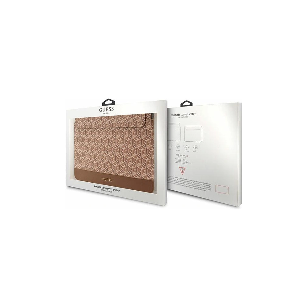 Hurtownia GSM - Etui Guess Sleeve GUCS14HGCFSEW 14 palců hnědý/brown GCube Stripes - GUE2651 - {ean13} - Hurt