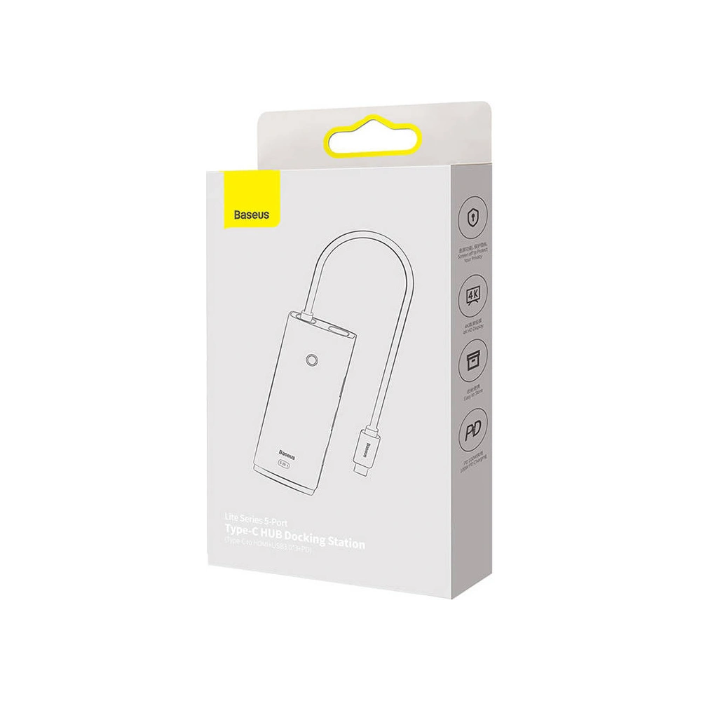 Hurtownia GSM - Adapter HUB Baseus 5-port USB-C/HDMI - 3x USB-A 3.0 - USb-C PD (negru) - BSU4440 - {ean13} - Hurt