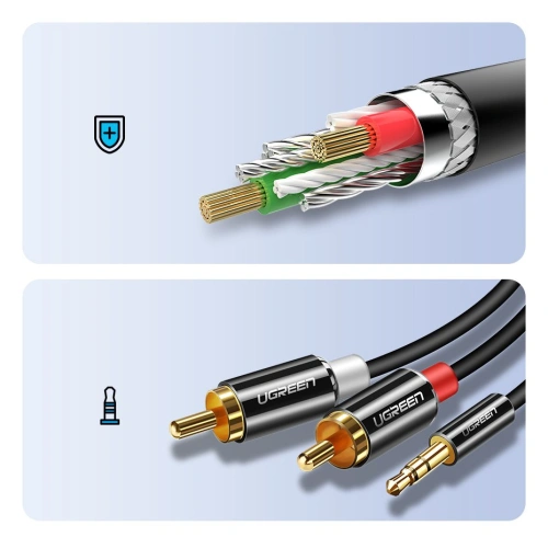 Kabel audio UGREEN 3,5mm mini jack/2RCA 3m czarny