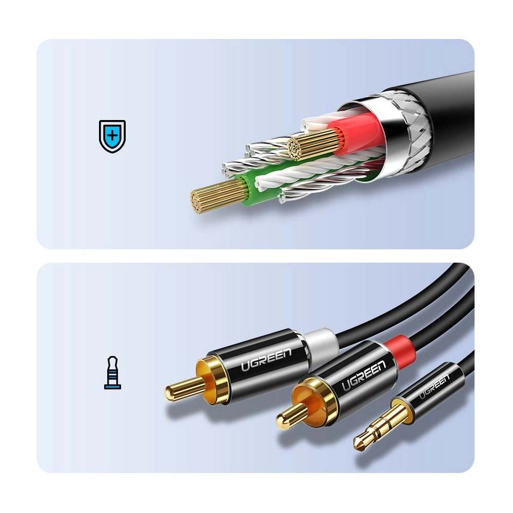 Hurtownia GSM - Audio kabel UGREEN 3,5 mm mini jack/2RCA 3m černý - UGR1662 - {ean13} - Hurt