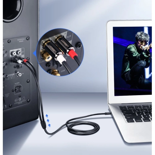 Kabel audio UGREEN 3,5mm mini jack/2RCA 3m czarny