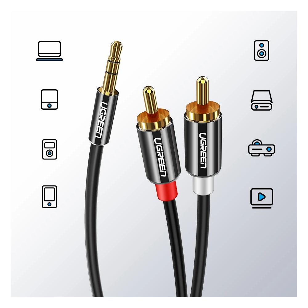 Hurtownia GSM - Audio kabel UGREEN 3,5 mm mini jack/2RCA 3m černý - UGR1662 - {ean13} - Hurt