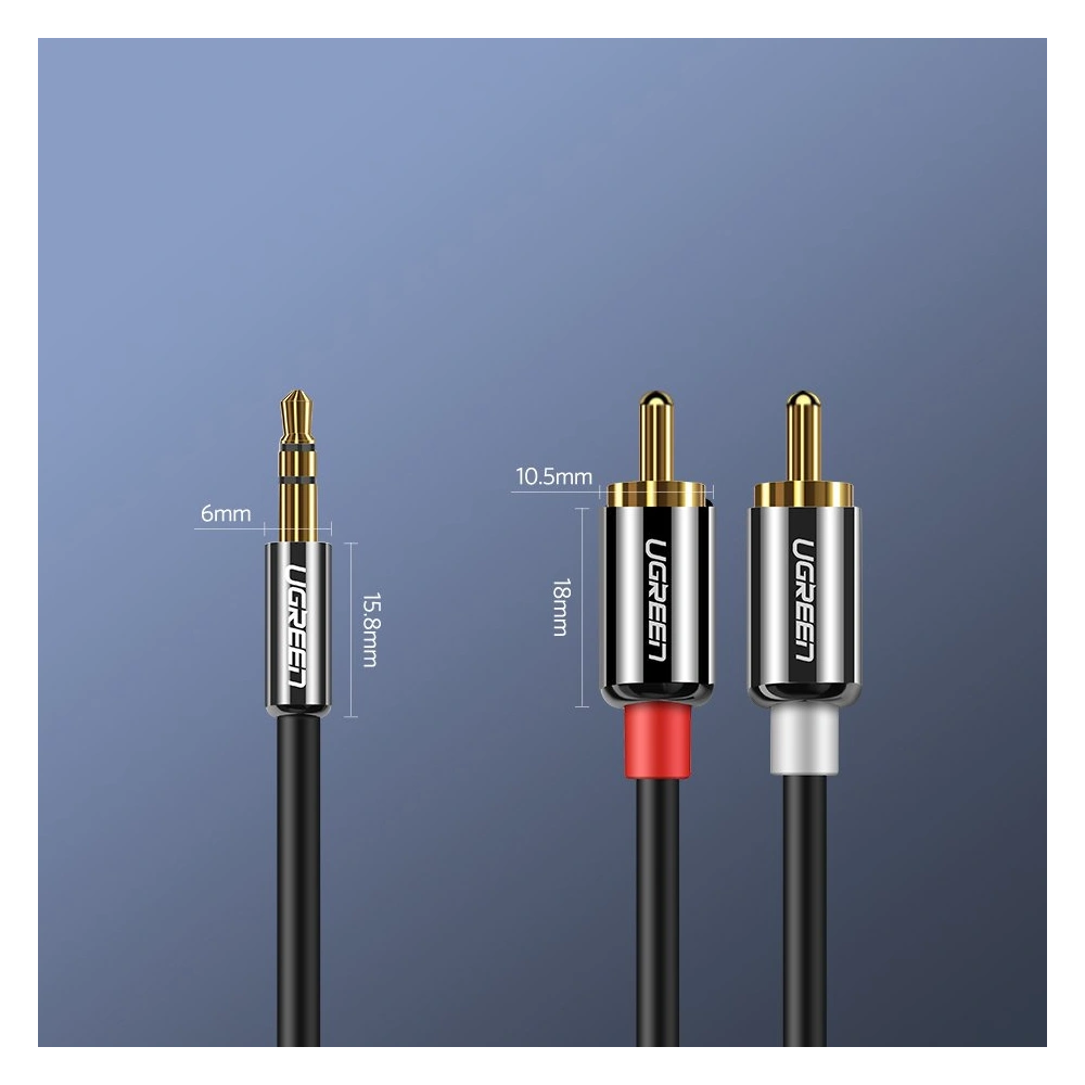 Hurtownia GSM - Audio kabel UGREEN 3,5 mm mini jack/2RCA 3m černý - UGR1662 - {ean13} - Hurt