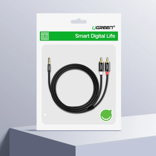 Kabel audio UGREEN 3,5mm mini jack/2RCA 3m czarny