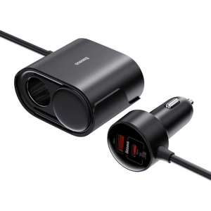 Wholesale Baseus High Efficiency Pro 1-for-2 Car Cigarette Lighter 30W (black) - BSU4441 - {ean13} - Hurt