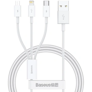 Hurtownia GSM - Kábel Baseus Superior Data USB-A/microUSB - Lightning - USB-C 3.5A 1m (Fehér) - BSU4442 - {ean13} - Hurt