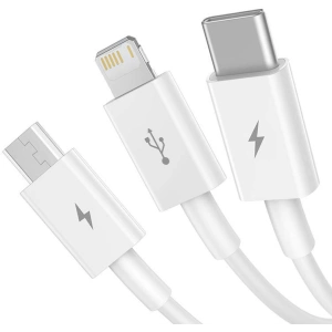 Hurtownia GSM - Kábel Baseus Superior Data USB-A/microUSB - Lightning - USB-C 3.5A 1m (Fehér) - BSU4442 - {ean13} - Hurt