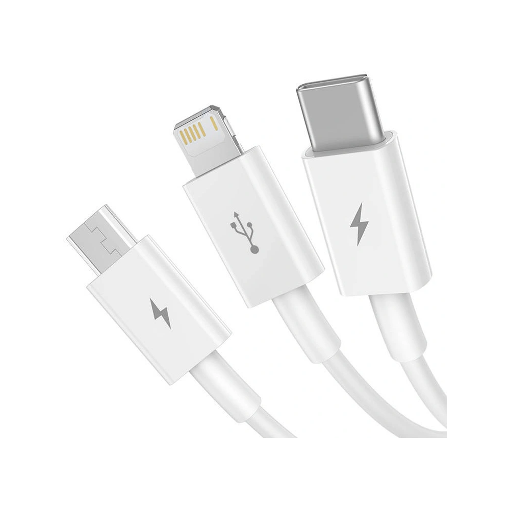 Hurtownia GSM - Kabel Baseus Superior Data USB-A/microUSB - Lightning - USB-C 3.5A 1m (Bílý) - BSU4442 - {ean13} - Hurt