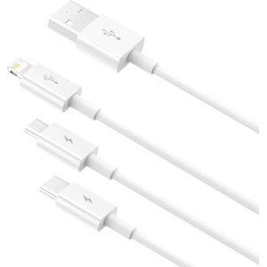 Hurtownia GSM - Kábel Baseus Superior Data USB-A/microUSB - Lightning - USB-C 3.5A 1m (Fehér) - BSU4442 - {ean13} - Hurt