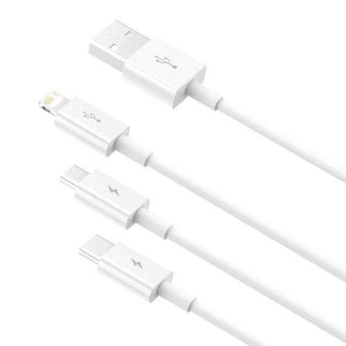Kabel Baseus Superior Data USB-A/microUSB - Lightning - USB-C 3.5A 1m (White)