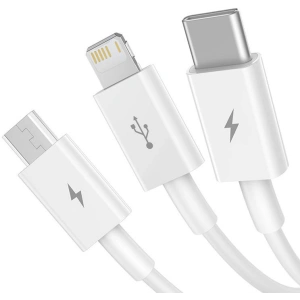 Hurtownia GSM - Kábel Baseus Superior Data USB-A/microUSB - Lightning - USB-C 3.5A 0.5m (Fehér) - BSU4443 - {ean13} - Hurt