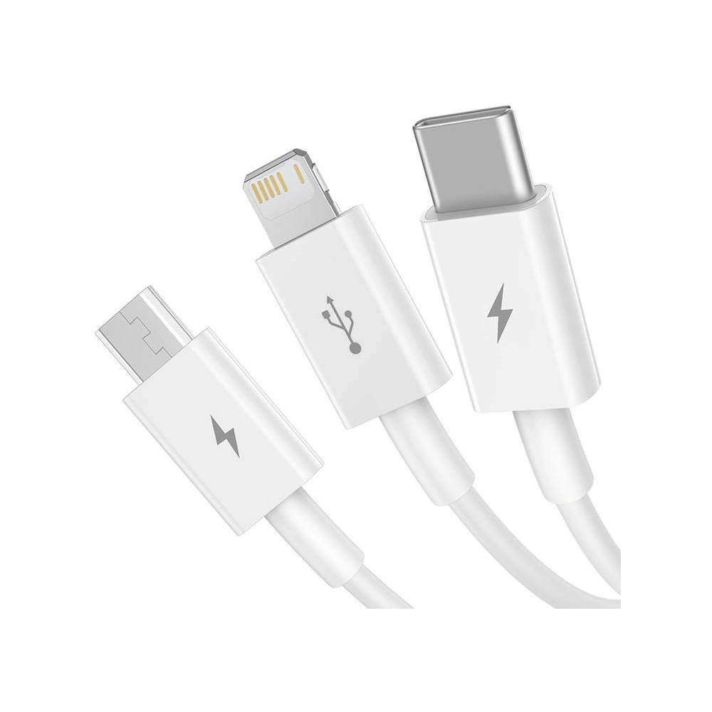 Hurtownia GSM - Kabel Baseus Superior Data USB-A/microUSB - Lightning - USB-C 3.5A 0.5m (Bílá) - BSU4443 - {ean13} - Hurt