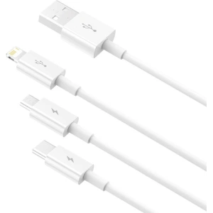 Hurtownia GSM - Kábel Baseus Superior Data USB-A/microUSB - Lightning - USB-C 3.5A 0.5m (Fehér) - BSU4443 - {ean13} - Hurt
