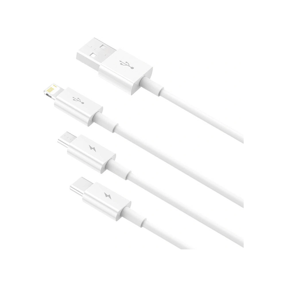 Hurtownia GSM - Kabel Baseus Superior Data USB-A/microUSB - Lightning - USB-C 3.5A 0.5m (Bílá) - BSU4443 - {ean13} - Hurt