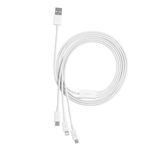 Kabel Baseus Superior Data USB-A/microUSB - Lightning - USB-C 3.5A 0.5m (White)