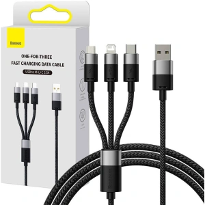 Hurtownia GSM - Kábel Baseus StarSpeed USB-A/microUSB - Lightning - USB-C 3.5A 0.6m (fekete) - BSU4444 - {ean13} - Hurt