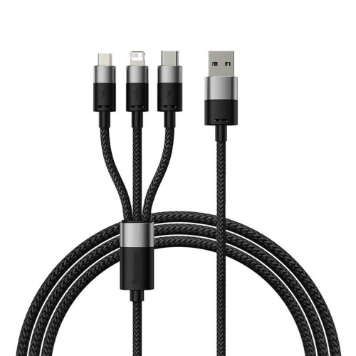 Kabel Baseus StarSpeed USB-A/microUSB - Lightning - USB-C 3.5A 0.6m (black)