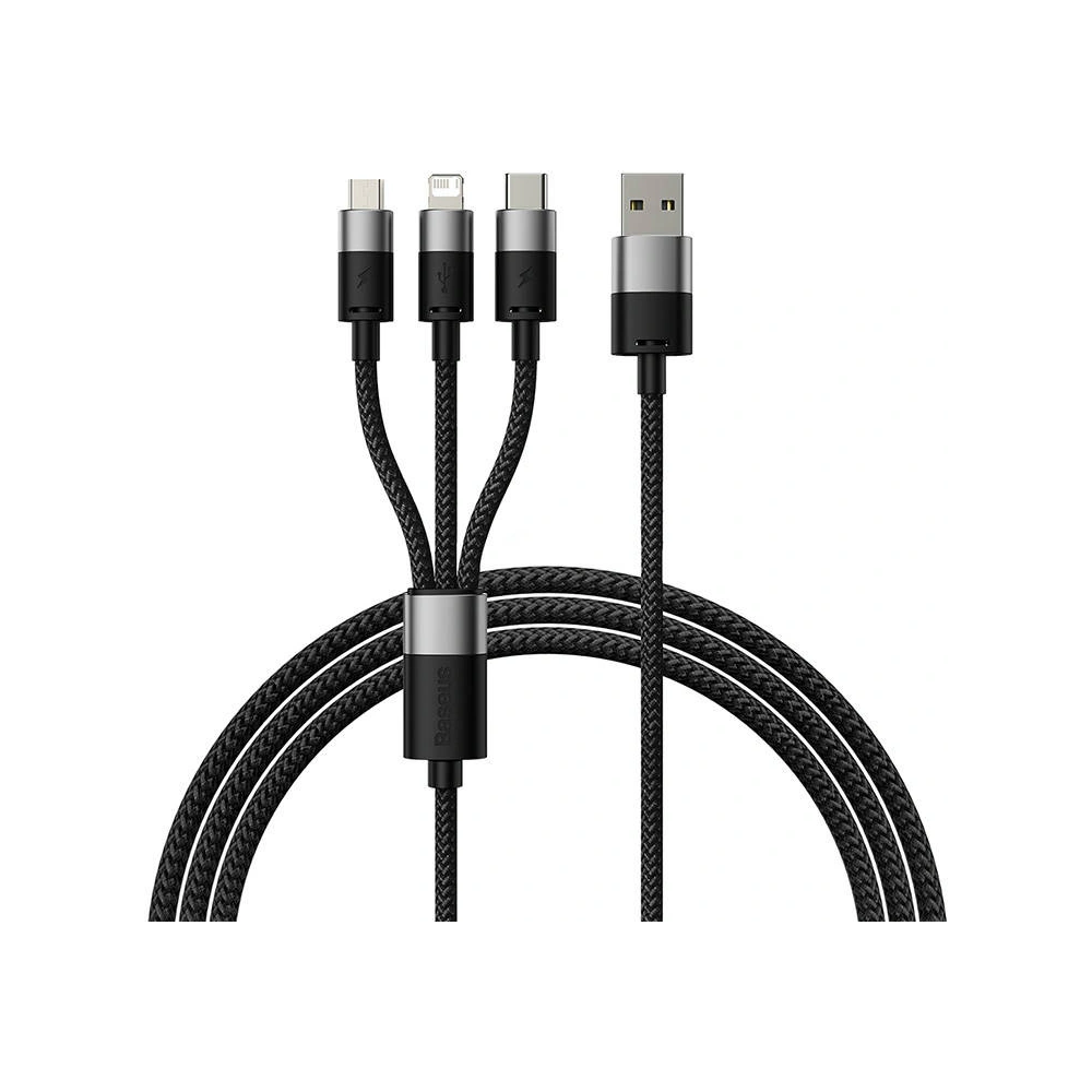 Hurtownia GSM - Kábel Baseus StarSpeed USB-A/microUSB - Lightning - USB-C 3.5A 0.6m (fekete) - BSU4444 - {ean13} - Hurt