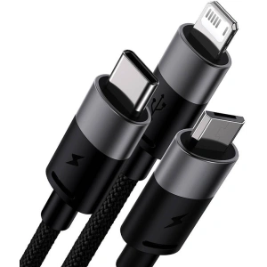 Hurtownia GSM - Kábel Baseus StarSpeed USB-A/microUSB - Lightning - USB-C 3.5A 0.6m (fekete) - BSU4444 - {ean13} - Hurt