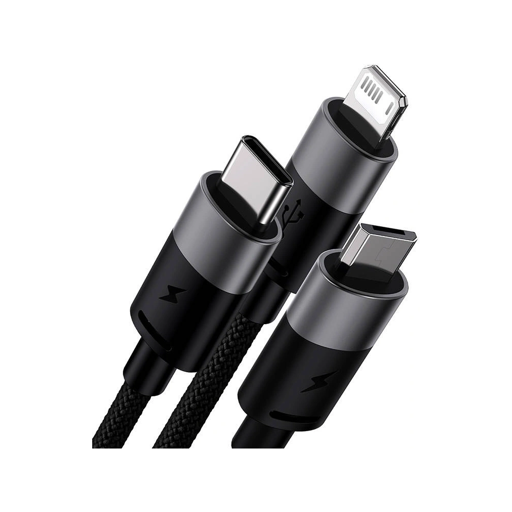 Hurtownia GSM - Kábel Baseus StarSpeed USB-A/microUSB - Lightning - USB-C 3.5A 0.6m (fekete) - BSU4444 - {ean13} - Hurt