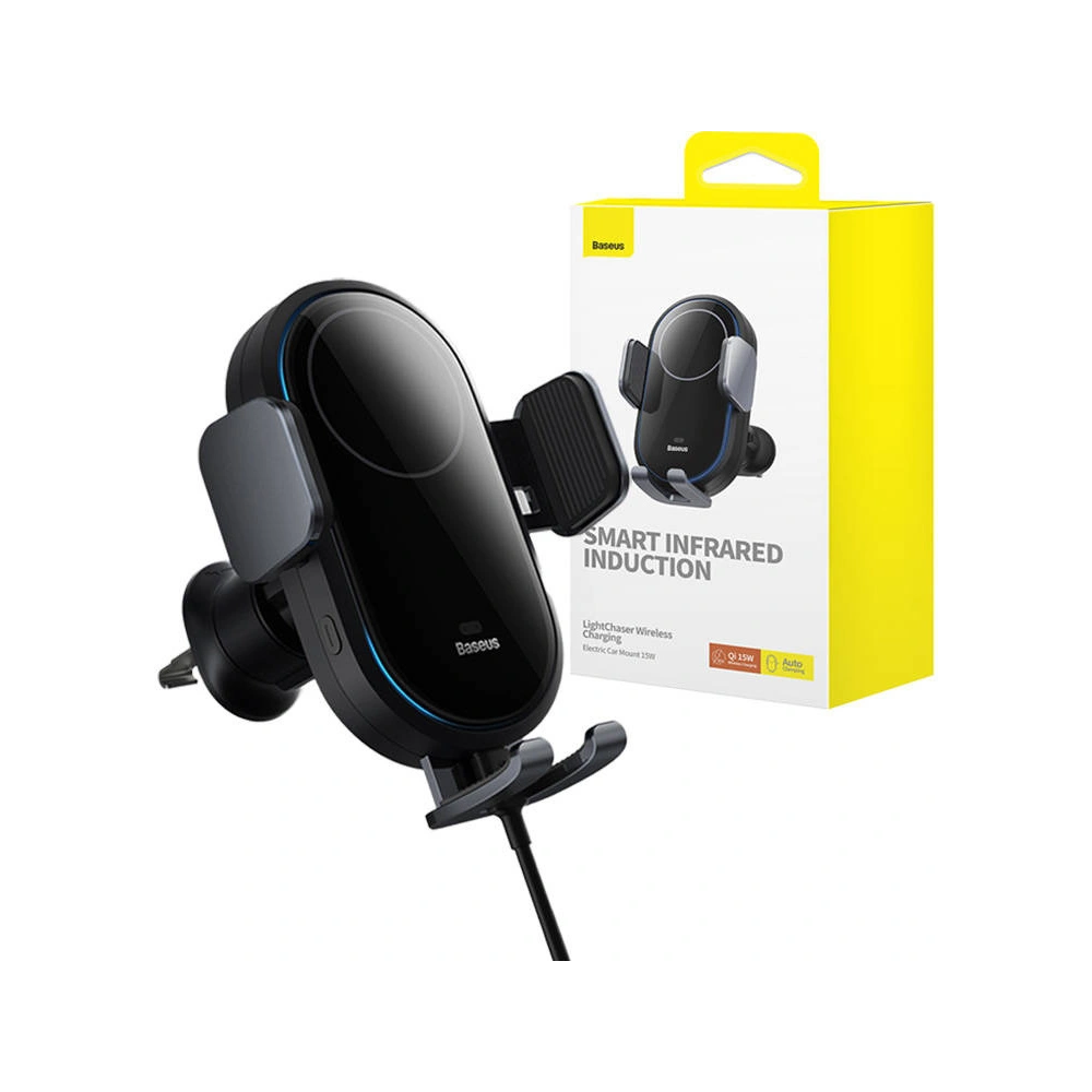 Wholesale Baseus LightChaser Car Moubnt Holder with Wireless Charger (black) - BSU4445 - {ean13} - Hurt