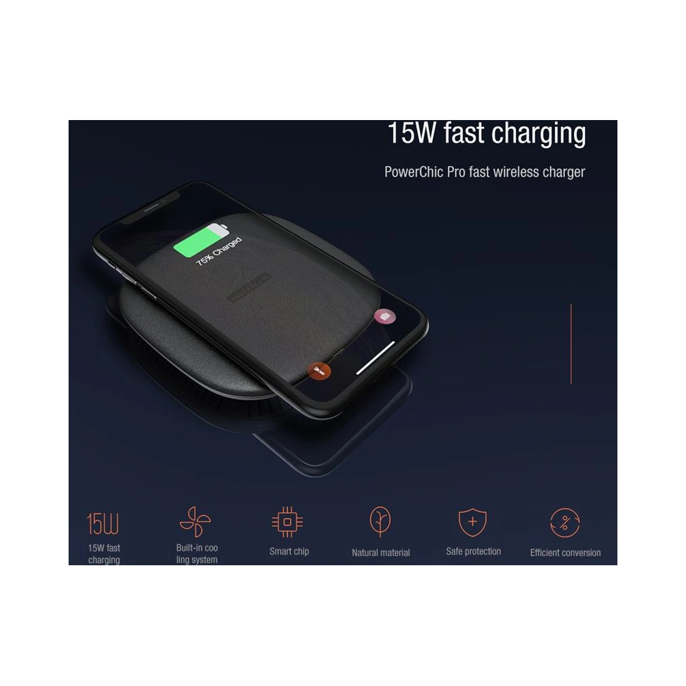 Hurtownia GSM - Vezeték nélküli töltő Nillkin Powerchic Pro 15W Gyors Vezeték nélküli Töltő Fekete - NLK1161 - {ean13} - Hurt
