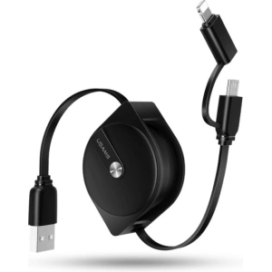 Wholesale USAMS U1 US-SJ192 2in1 USB-A/Lightning/microUSB Cable 1m black - USA983 - {ean13} - Hurt