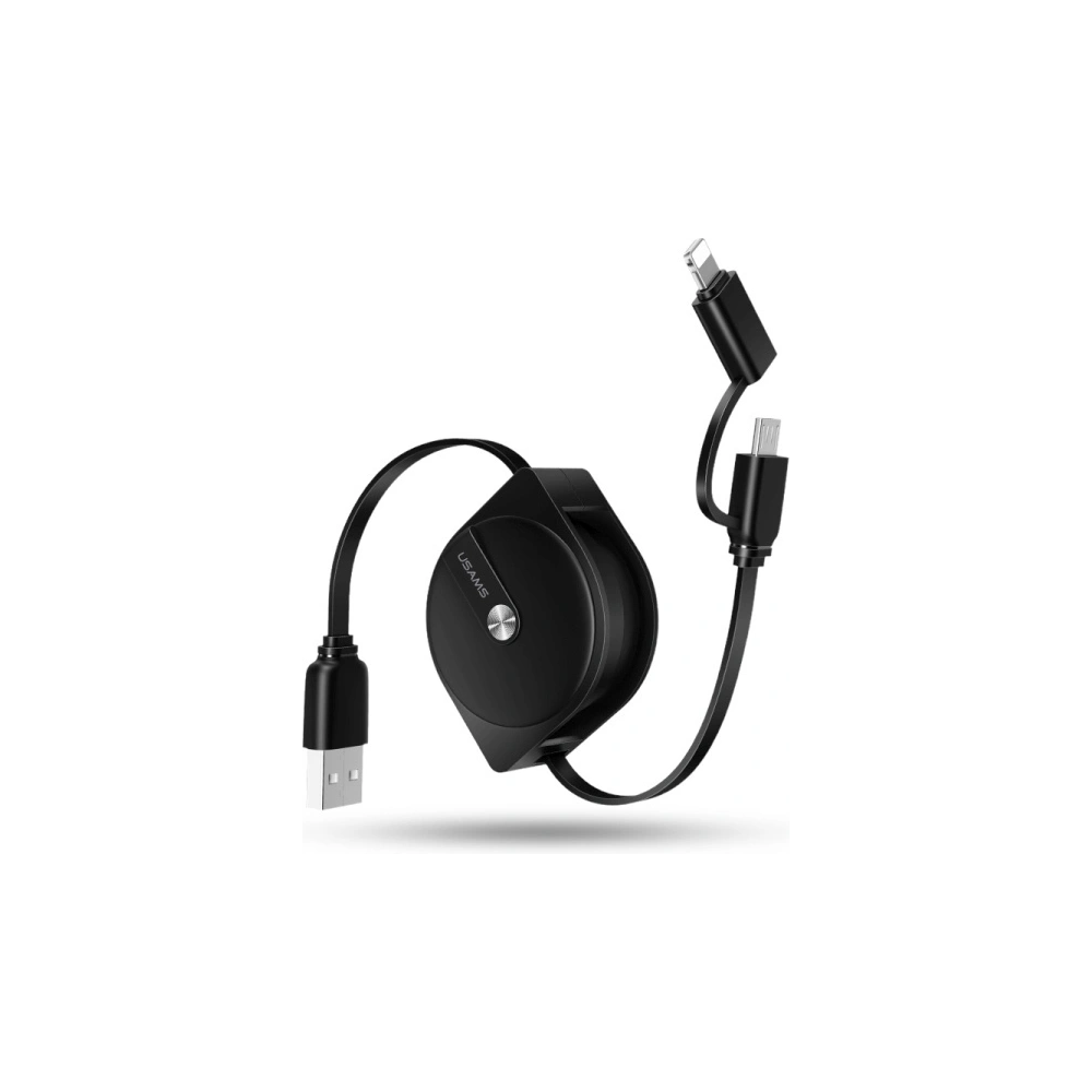 Wholesale USAMS U1 US-SJ192 2in1 USB-A/Lightning/microUSB Cable 1m black - USA983 - {ean13} - Hurt