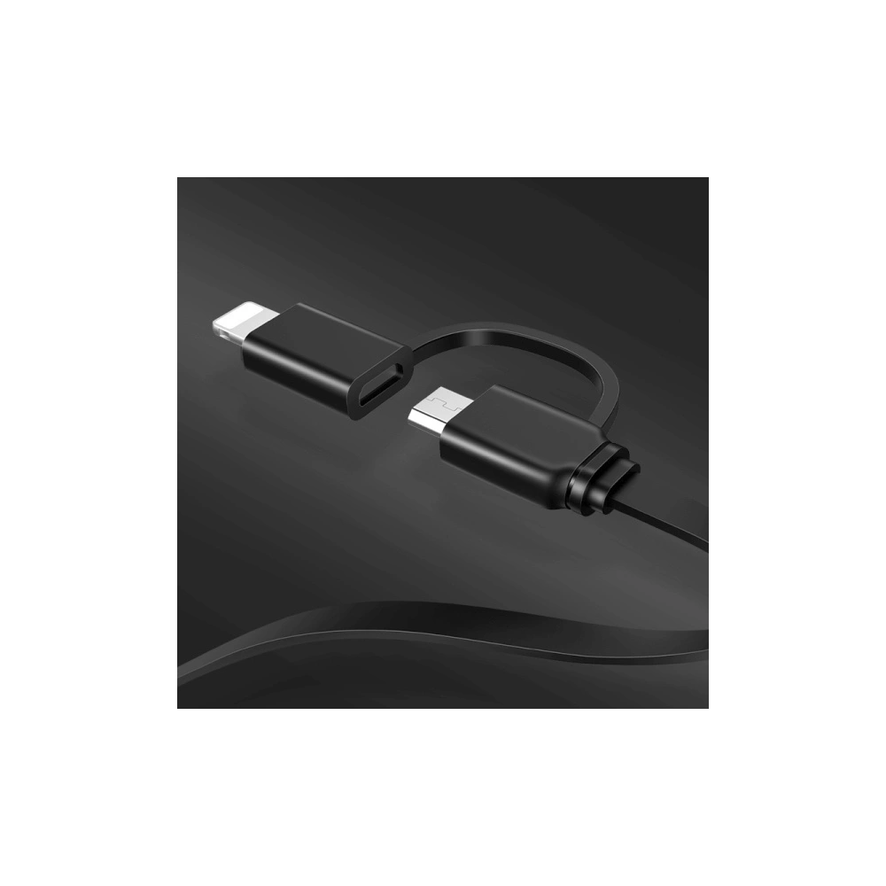 Hurtownia GSM - Kabel zwijbar USAMS U1 US-SJ192 2w1 USB-A/Lightning/microUSB 1m schwarz/black - USA983 - {ean13} - Hurt