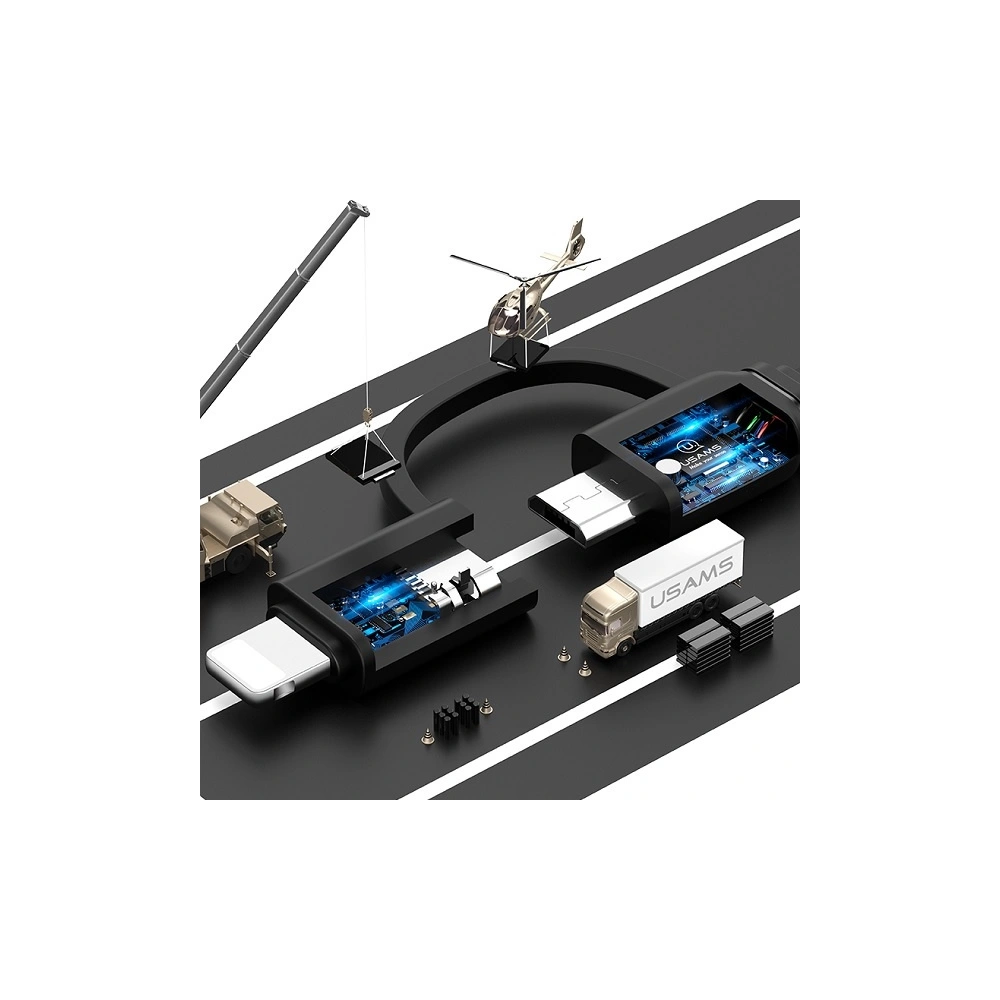 Wholesale USAMS U1 US-SJ192 2in1 USB-A/Lightning/microUSB Cable 1m black - USA983 - {ean13} - Hurt