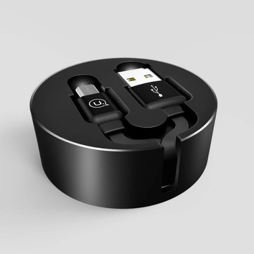 Kabel zwijany USAMS U-Bin US-SJ163 USB-A/microUSB 2A 1m czarny/black