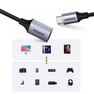Kabel OTG UGREEN US378 USB C (męski)/USB-A (żeński) 3.0 0.15m czarny