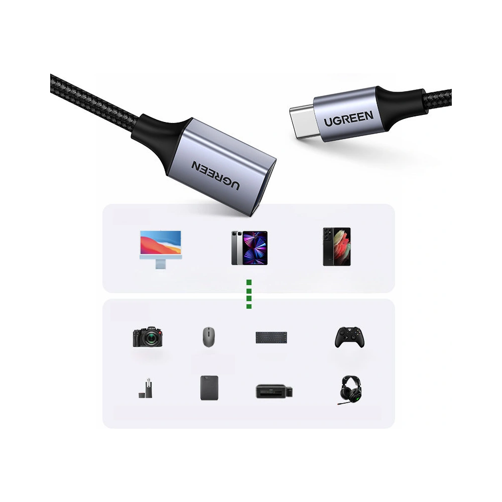 Hurtownia GSM - Kabel OTG UGREEN US378 USB C (bărbat)/USB-A (femeie) 3.0 0.15m negru - UGR1665 - {ean13} - Hurt